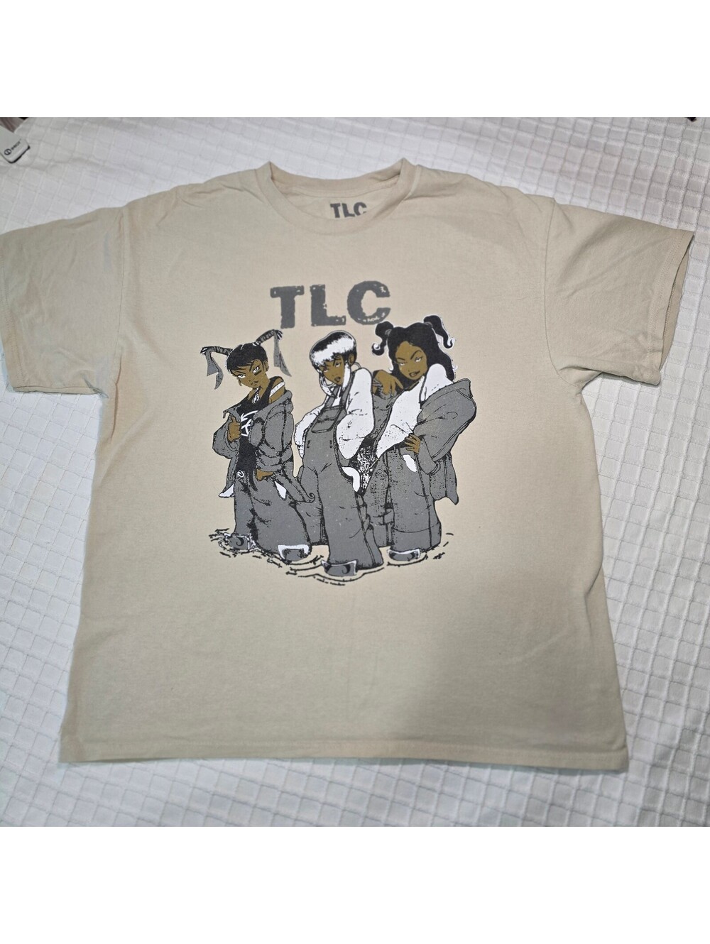 TLC Vintage Style Cartoon Graphic T-Shirt Tan Beige Men's Size Large 2014 Tee